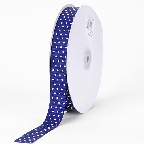Grosgrain Ribbon Swiss Dot Purple with White Dots ( 5/8 inch | 50 Yards )