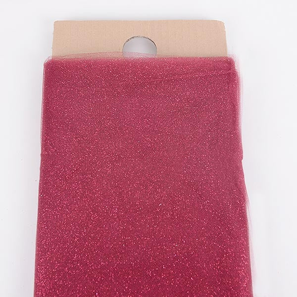 54 Inch Burgundy Glitter Tulle Fabric Bolt