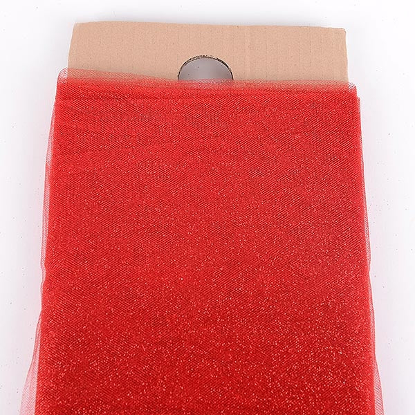 54 Inch Red Glitter Tulle Fabric Bolt