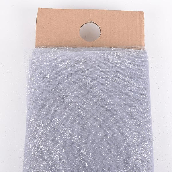 54 Inch Silver Glitter Tulle Fabric Bolt