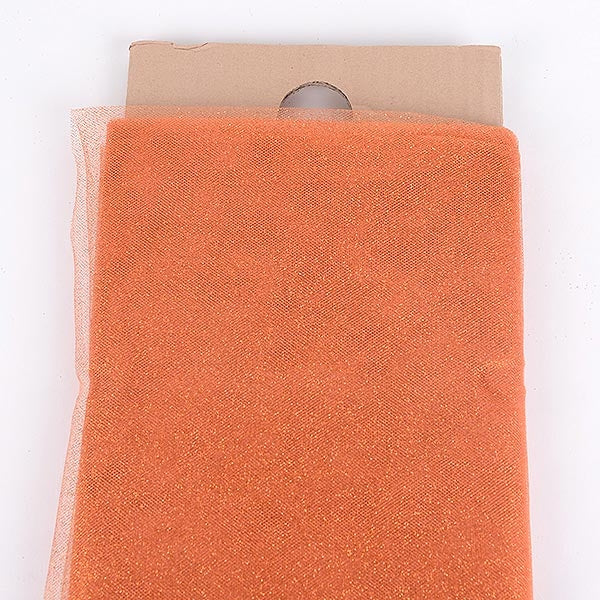 54 Inch Orange Glitter Tulle Fabric Bolt