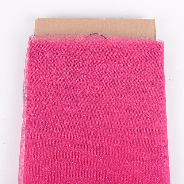 54 Inch Fuchsia Glitter Tulle Fabric Bolt