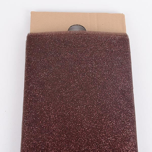 54 Inch Chocolate Brown Glitter Tulle Fabric Bolt