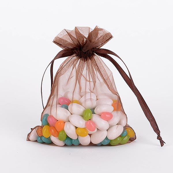 Chocolate Brown - Organza Bags - ( 4 x 5 Inch - 10 Bags )