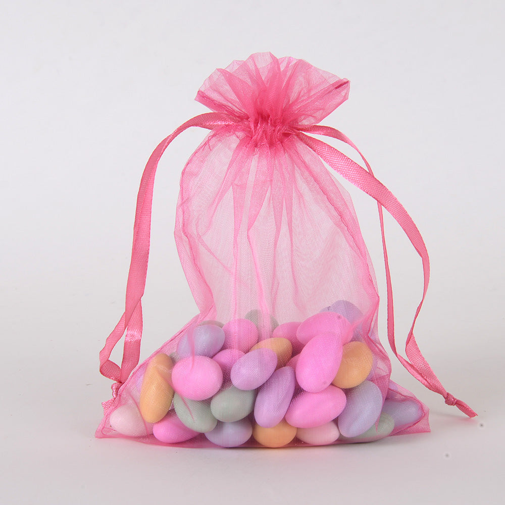 Shocking Pink - Organza Bags - ( 4 x 5 Inch - 10 Bags )
