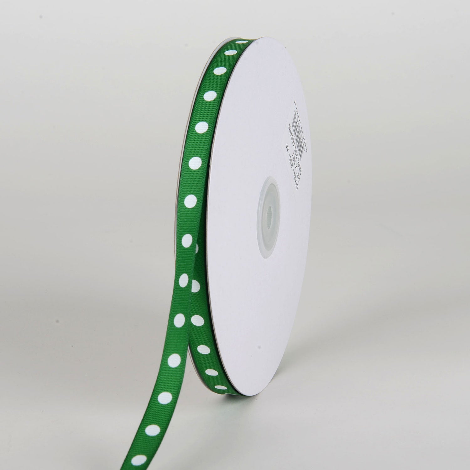 Grosgrain Ribbon Polka Dot Emerald with White Dots ( W: 3/8 inch | L: 50 Yards )