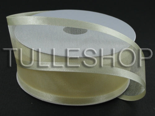 1-1/2 Inch Ivory Organza Ribbon Two Satin Edges