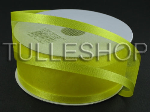 1-1/2 Inch Yellow Organza Ribbon Two Satin Edges