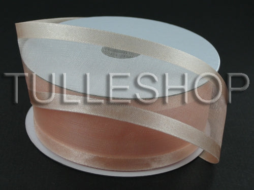 1-1/2 Inch Peach Organza Ribbon Two Satin Edges