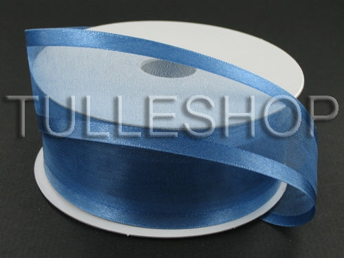 7/8 Inch Periwinkle Organza Ribbon Two Satin Edges