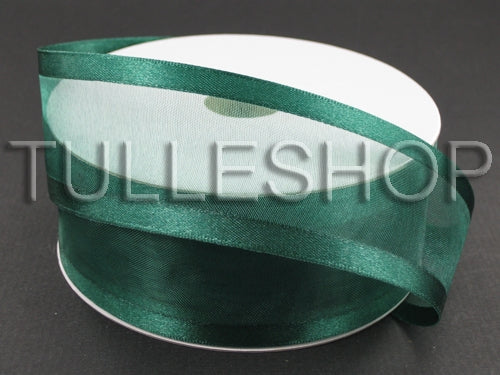 7/8 Inch Hunter Green Organza Ribbon Two Satin Edges