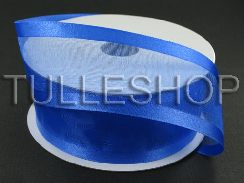 7/8 Inch Royal Blue Organza Ribbon Two Satin Edges