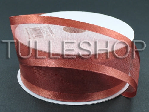 7/8 Inch Rust Organza Ribbon Two Satin Edges