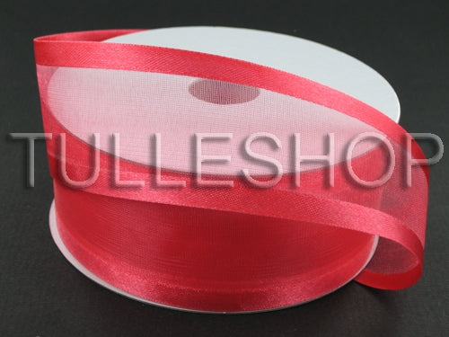 7/8 Inch Watermelon Organza Ribbon Two Satin Edges