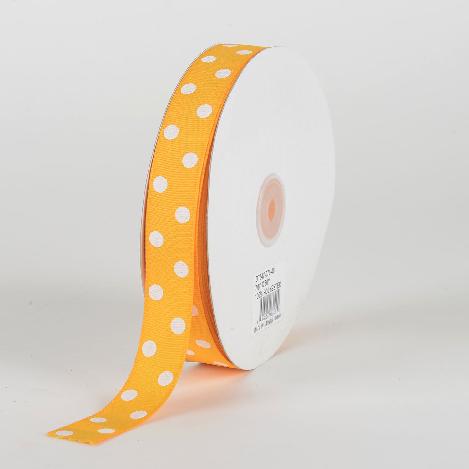 Grosgrain Ribbon Polka Dot Light Gold with White Dots ( 7/8 inch | 50 Yards )