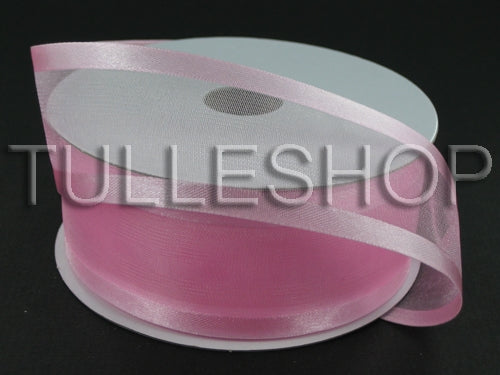 5/8 Inch Pink Organza Ribbon Two Satin Edges