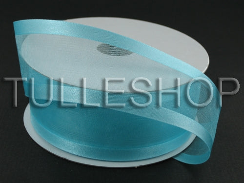 5/8 Inch Aqua Blue Organza Ribbon Two Satin Edges