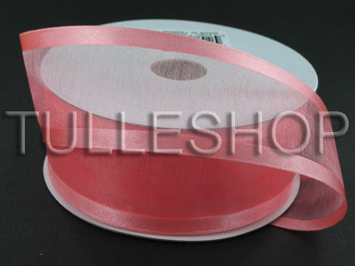 5/8 Inch Coral Organza Ribbon Two Satin Edges