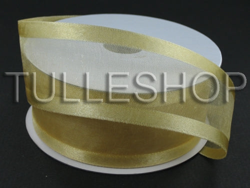 3/8 Inch Gold Organza Ribbon Two Satin Edges