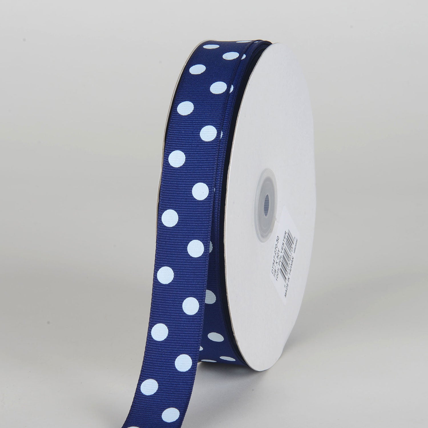 Grosgrain Ribbon Polka Dot Royal Blue with White Dots ( 7/8 inch | 50 Yards )
