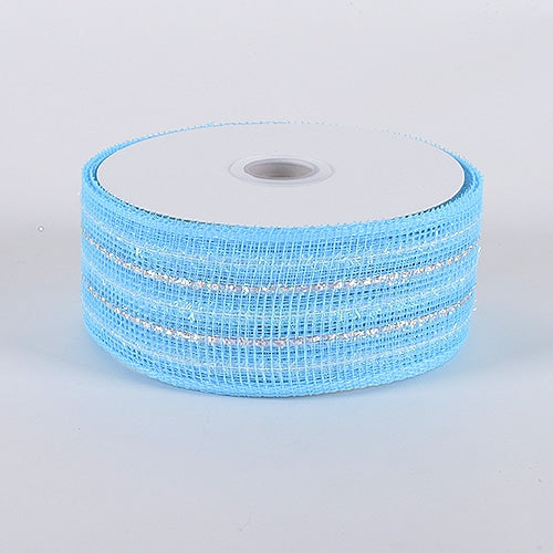 Light Blue - Laser Metallic Mesh Ribbon - ( 2-1/2 inch x 25 Yards )