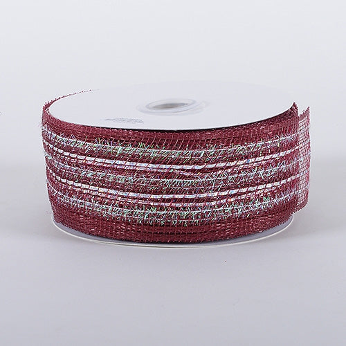 Burgundy - Laser Metallic Mesh Ribbon - ( 2-1/2 inch x 25 Yards )