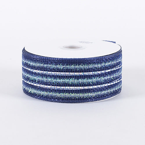 Navy - Laser Metallic Mesh Ribbon - ( 4 Inch x 25 Yards )