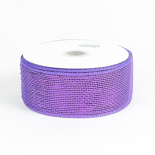 Purple - Metallic Deco Mesh Ribbons - ( 2.5 inch x 25 yards )