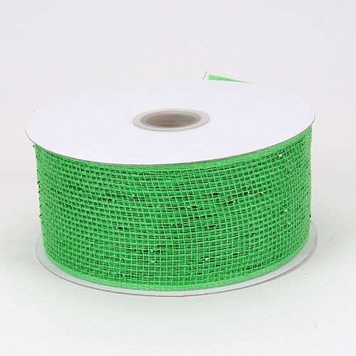 Metallic Deco Mesh Ribbons Green ( 2.5 inch x 25 yards )