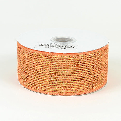 Orange - Metallic Deco Mesh Ribbons - ( 2.5 inch x 25 yards )