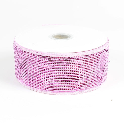 Pink - Metallic Deco Mesh Ribbons - ( 4 inch x 25 yards )