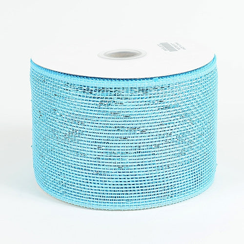 Blue - Metallic Deco Mesh Ribbons - ( 4 inch x 25 yards )