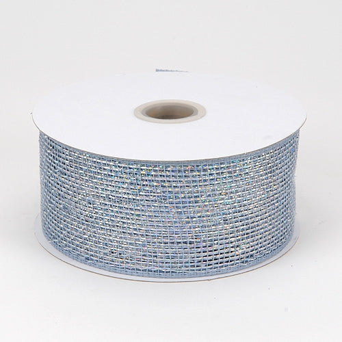 Silver - Metallic Deco Mesh Ribbons - ( 4 inch x 25 yards )