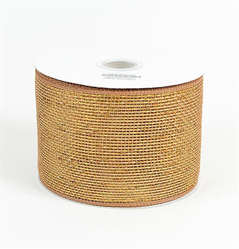 Chocolate - Metallic Deco Mesh Ribbons - ( 4 inch x 25 yards )
