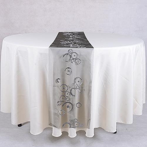 Organza Table Runners Black Silver ( 14 inch x 108 inches )