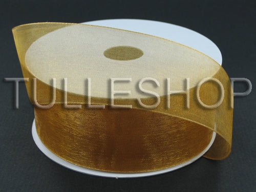 1-1/2 Inch Old Gold Organza Ribbons