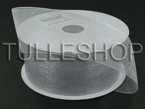 1-1/2 inch Silver Organza Ribbon Two Satin Edges