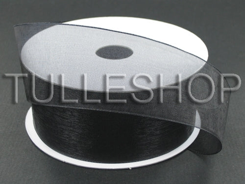 Wired Organza Ribbon - 1 1/2 x 25 yds, Black - ULINE - 2 Rolls - S-20246BL