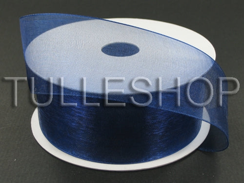  HUIHUANG Navy Blue Sheer Organza Ribbon 1-1/2 inch