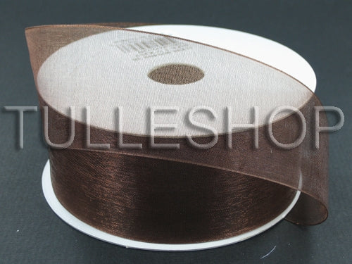 1-1/2 Inch Brown Organza Ribbons