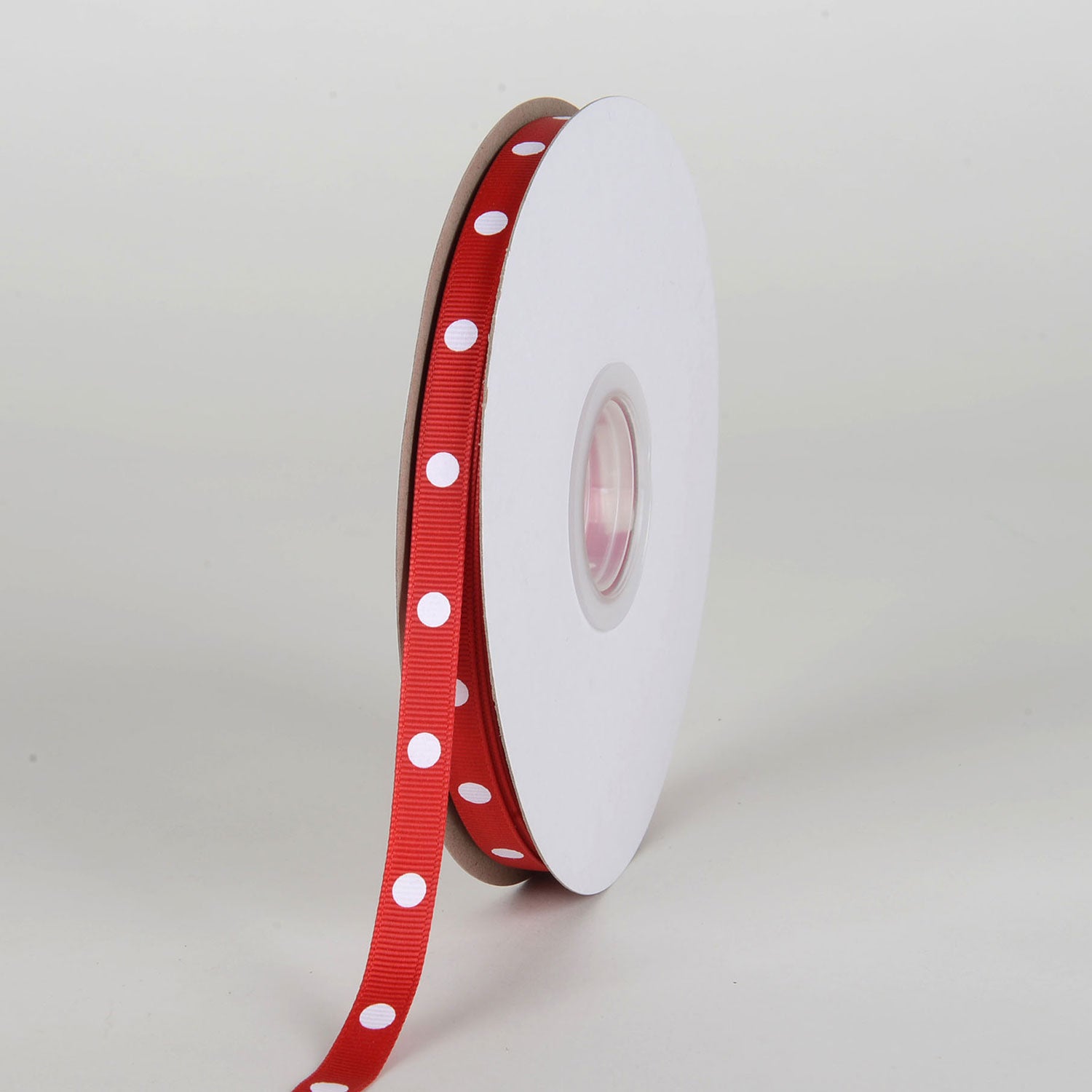 Grosgrain Ribbon Polka Dot Red with White Dots ( W: 3/8 inch | L: 50 Yards )