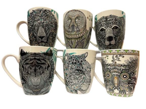 Animal Design Coffee Mug Set - Pack of 6