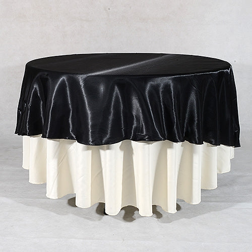 Black 70 Inch Round Satin Tablecloths