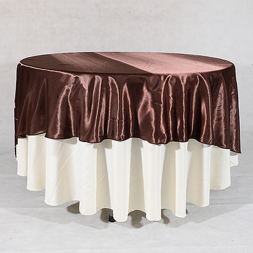 Chocolate Brown 70 Inch Round Satin Tablecloths