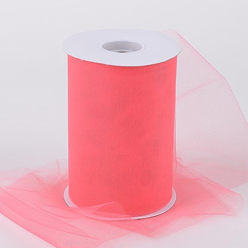 Coral 6 Inch Tulle Fabric Roll 100 Yards