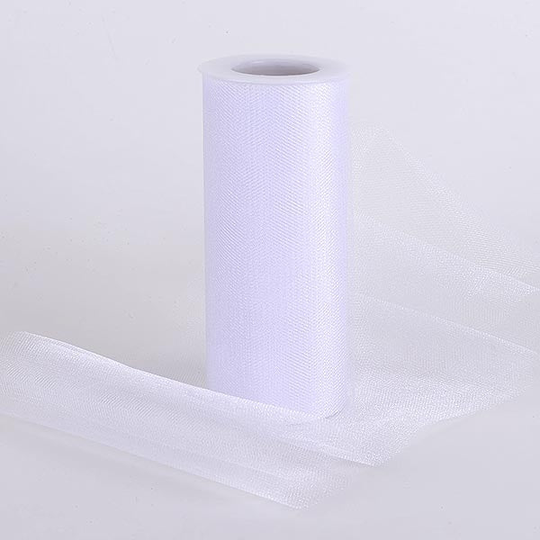 White 6 Inch Tulle Fabric Roll 25 Yards