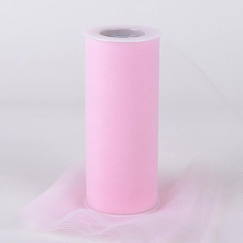 Light Pink 6 Inch Tulle Fabric Roll 25 Yards