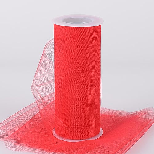 Red 6 Inch Tulle Fabric Roll 25 Yards