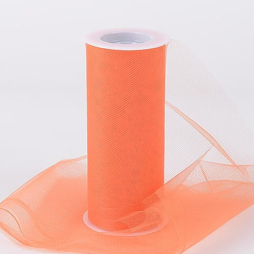 Orange 6 Inch Tulle Fabric Roll 25 Yards