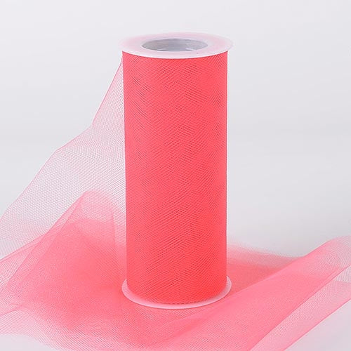 Coral 6 Inch Tulle Fabric Roll 25 Yards